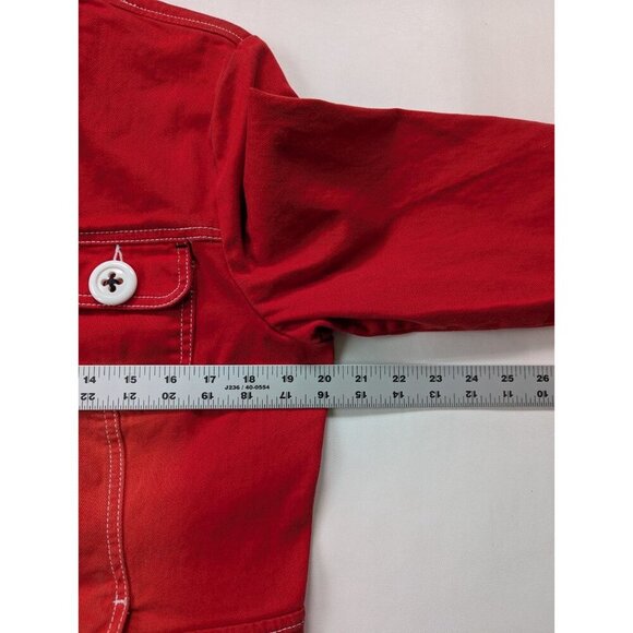 Vintage Beau Dawson Y2K Red Denim Jacket Size 8-10 - Picture 5 of 9